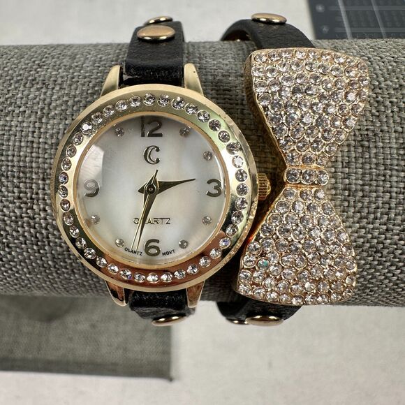 Charming Charlie Watch Wrap Around Studded Crystal Bow Rock Feminine New Battery - Picture 3 of 9